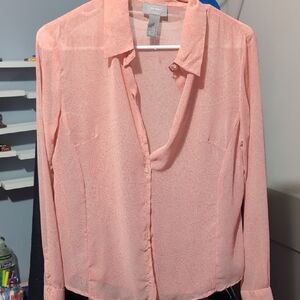Calvin Klein Women's Light Pink Button Down Shirt